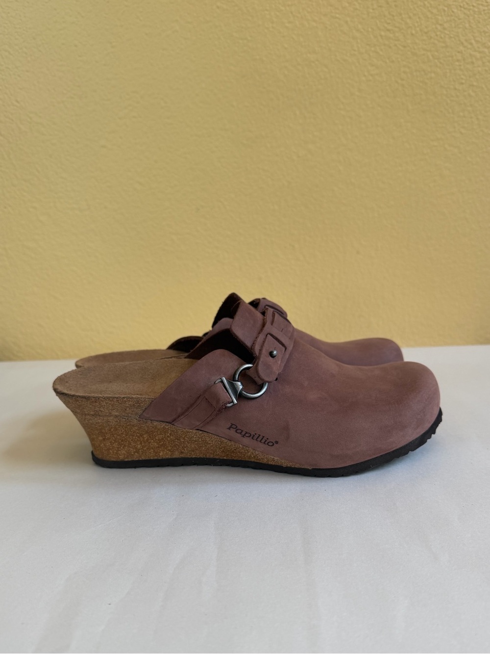 Papillio Dana Birkenstock Wedge Clogs Mauve Brown Nubuck EU 41 US 10 NWOB - Picture 2 of 12